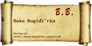 Beke Boglárka névjegykártya